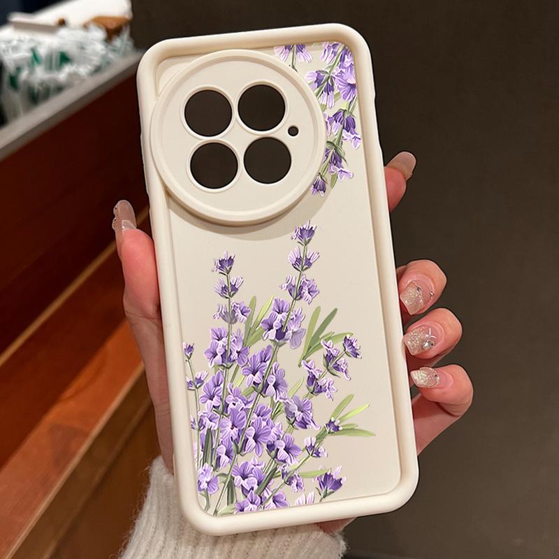 Husă Moale TPU Anti-Cădere cu Imprimeu Floral Violet Pentru OnePlus 13T 13R 13 12R 11R Ace 5 3 2 Rezistentă la Șocuri Protecție Obiectiv Husă Mată pentru Telefon