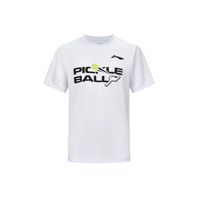 Li Ning Pickleball Series Letter Round Neck Comfortable Breathable Versatile Short Sleeve T-Shirt Unisex Tops Standard-White AHSUF83-2
