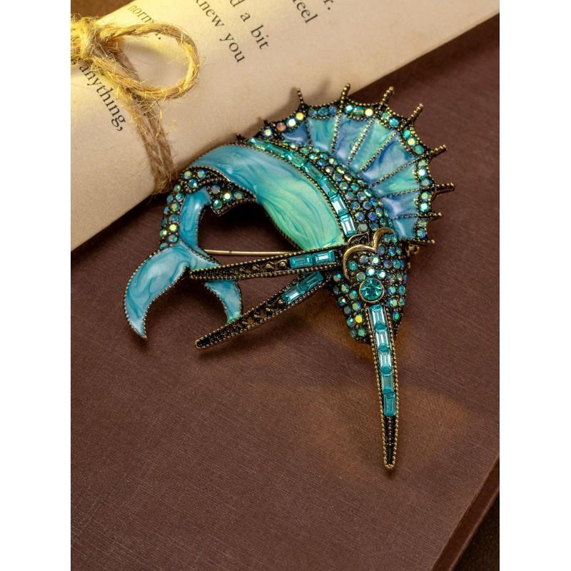 

Vintage Encrusted Sailfish Bead Pendant With Light Luxury Temperament High-end Feel Enamel Antique Women