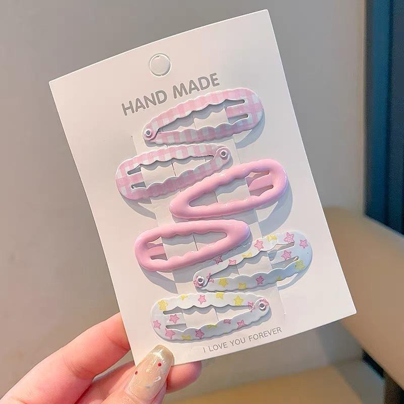 6Pcs/set Fruit Print BB Clip Baby Girls Bangs Side Clip Children's Hairpins Plaid Hair Clips Barrettes Headwear Hair Accessories