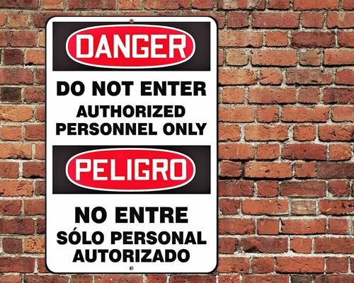 Danger Do Not Enter English Spanish Sign Metal Aluminum Bilingual 20x30cm(7.8x11.8inch)