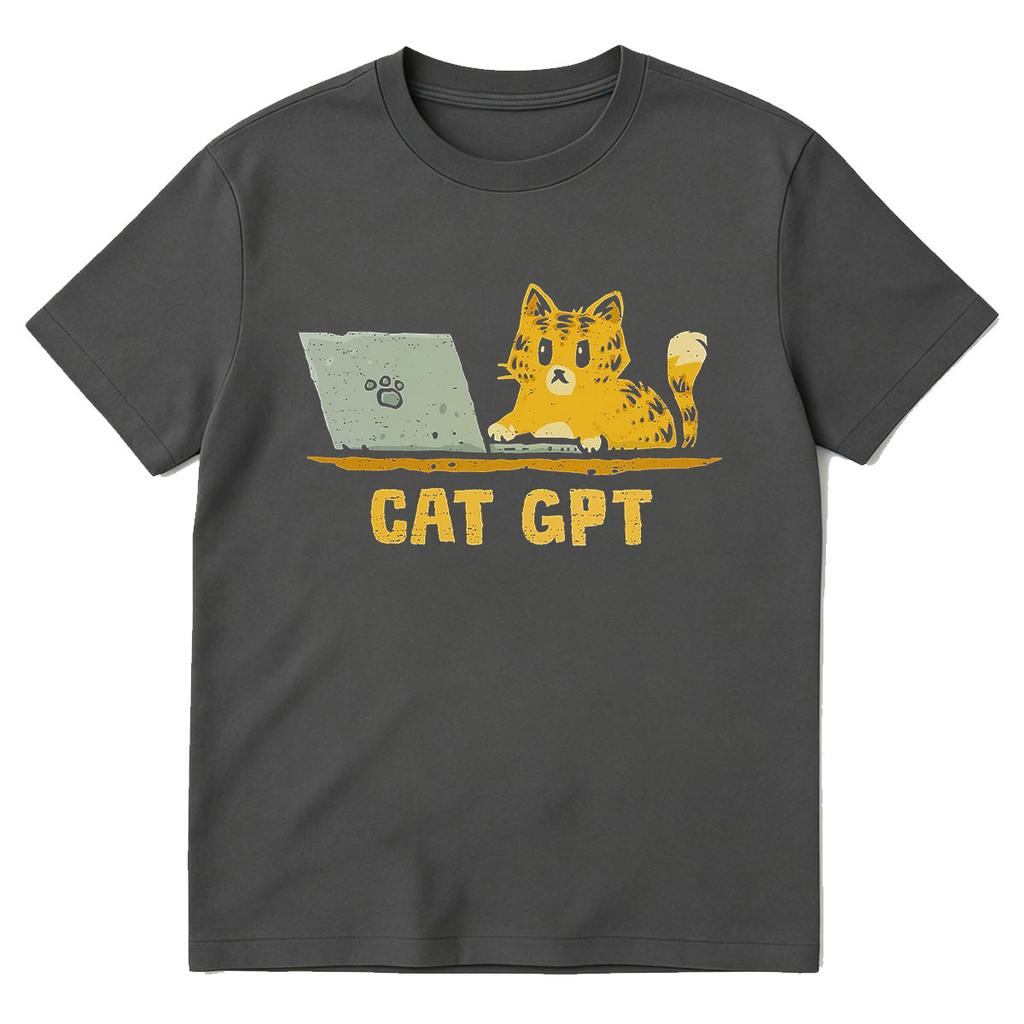 Funny Cat GPT Graphic Tshirt Unisex Women Clothing Fashion Vintage Tshirts Summer Cotton Casual Oversized Short Sleeve T Shirts
