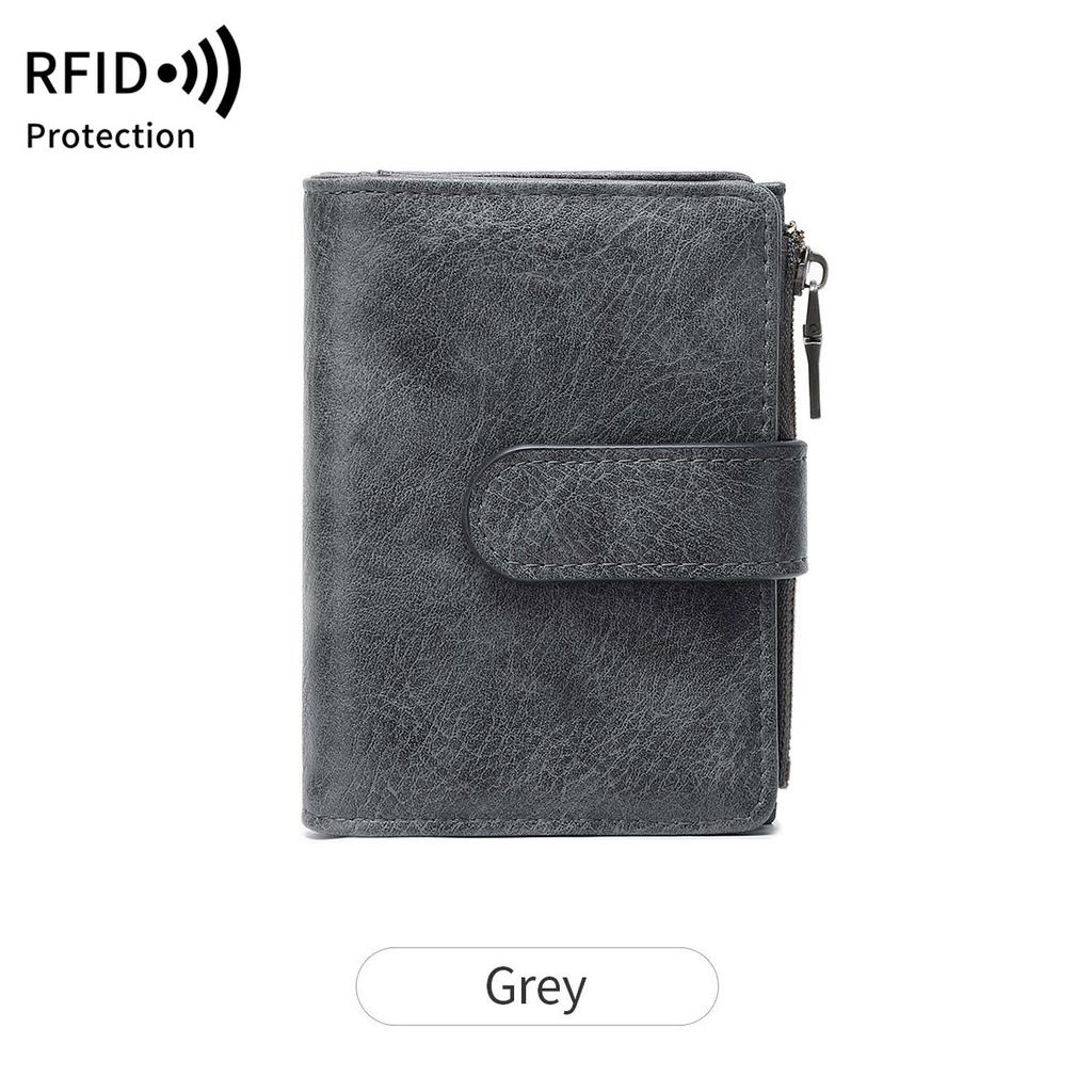 Anti-theft Brush Women's Short Wallet Korean Version Three-fold Portable Clutch Bag Simple Solid Color Wallet