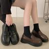 Authentic Leather Loafers Women's Shoes Small Leather Shoes Spring and Summer New Platform All-Matching Slip-on Mary Jane Shoes