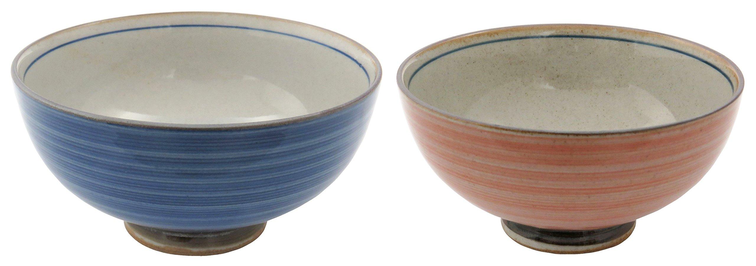 

Hasami ware Tenryu Pottery Sendan rice bowl pair and Gosu-maki (red blue)