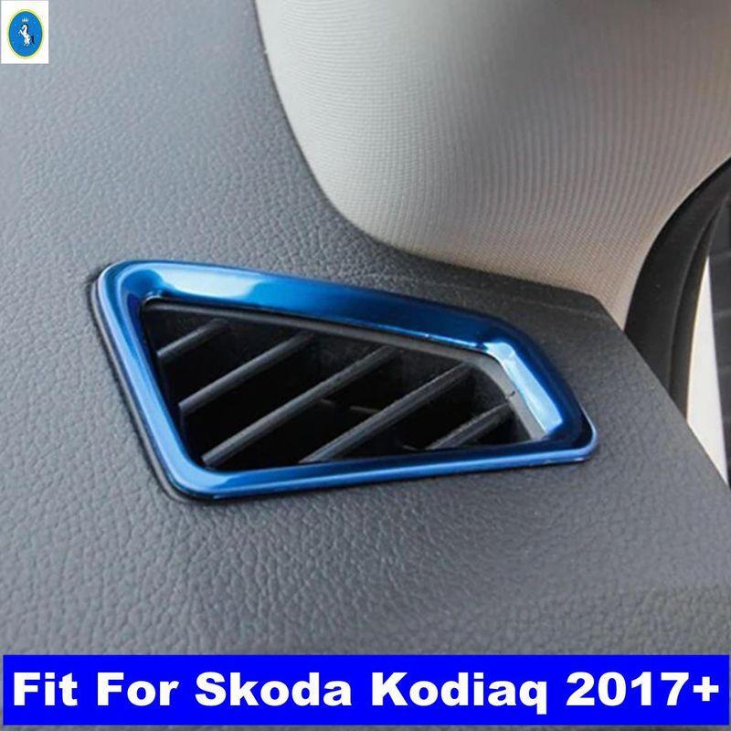 Stainless Steel Car Dashboard Air AC Conditioning Vent Outlet Frame Cover Trim Accessories Interior For Skoda Kodiaq 2017 -