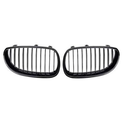 Front Bumper Chrome Diamonds Style Hood Grilles For BMW 5-Series E60 E61 M5 325i 2004-2009 Single Line Style Slat Grilles