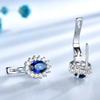925 Sterling Silver Clip Earrings  Blue Sapphire Emerald  Flower Earring for Women Party Engagement Fashion Fine Jewelry Gift
