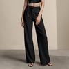 Women Suit Pants High Waist Button Zipper Fly Office Lady Trousers with Pockets Solid Color
