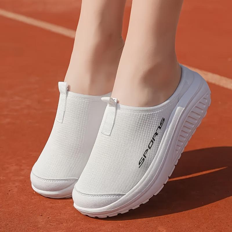 Codzienne buty podwyższające 2025 Nowe leniwe buty siatkowe na wiosnę i lato, oddychające buty z pojedynczej tkaniny z grubą podeszwą i półkapcie