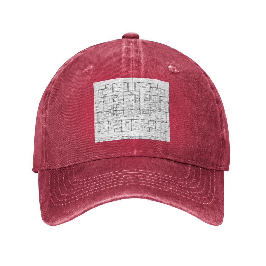 architectural one story private house blueprints and drawings Denim Fabric Cap Baseball Caps Hat Summer Unisex Baseball Hats