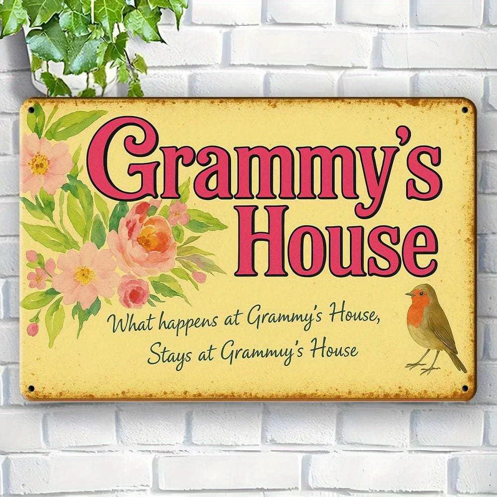 

1pc Grandma-Themed 8x12 Inch Aluminum Sign - Grammy House Vintage Wall Art for Home Living Room Decor чистый