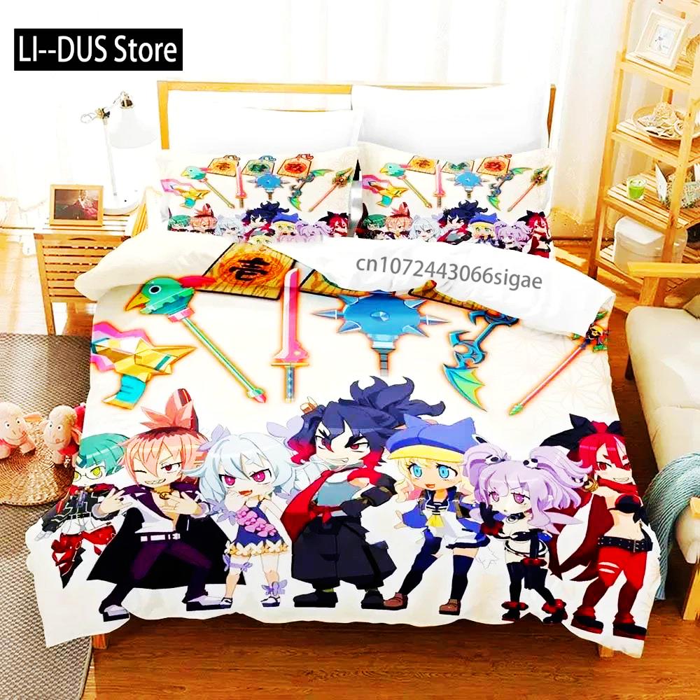 Anime Disgaea Bettwäsche-Set Bettbezug Bett-Set Steppdeckenbezug Kissenbezug Bettdecke King Queen Size Jungen Erwachsene Bettwäsche-Set