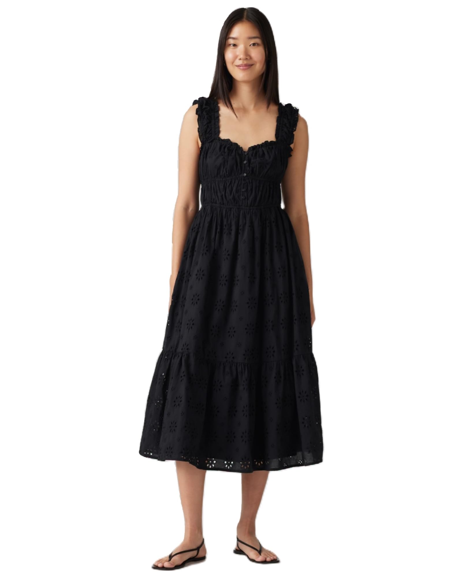 Levi s AMAYA Eyelet Tiered Maxi Dress 001TB-0000 US M