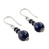 Mode Vintage Elemente Silber Farbe Natürliche Lapis Lazuli Weibliche Ohrringe Hochzeitstag