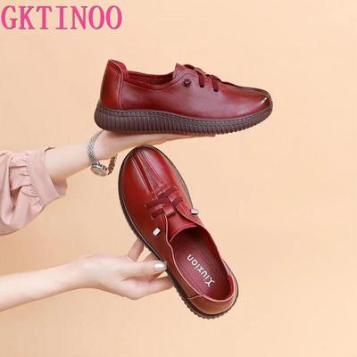Fashion GKTINOO Loafers Genuine Leather Sneakers for Women 2025 Flat Heel Women's Autumn Shoes Ladies Cowhide Moccasin Woman Flats