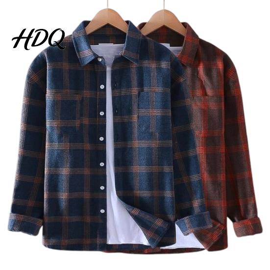 Casual Shirt Men Plaid Print Jacket Long Sleeve Button Down Autumn Outerwear Coat Lapel for Commuting Layering Outfits Breathable Tops