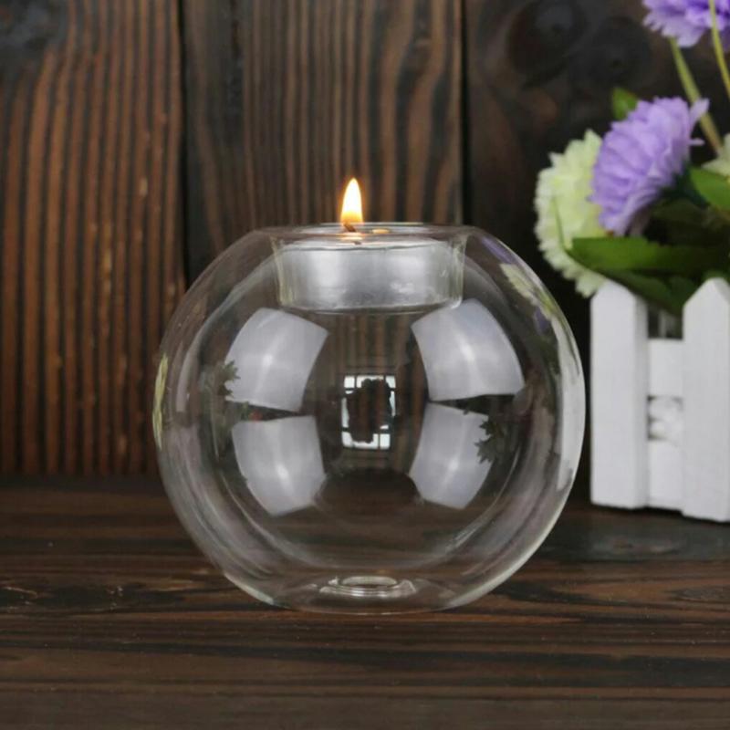 European Style Round Glass Candle Holder - Scented Glass Bottle For Christmas, Wedding & Table Centerpiece Decor