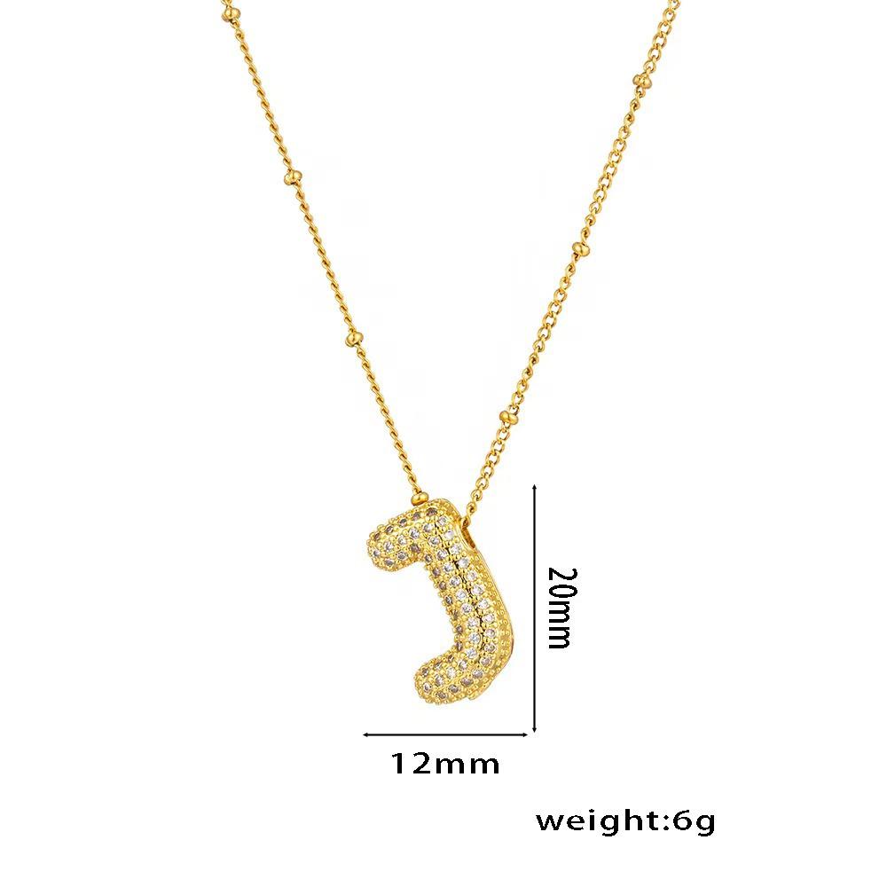 18K Gold-Plated Copper Necklace with Micro-Inlaid Zirconia & 26 Letter Pendant - Classic and Versatile European-American Jewelry