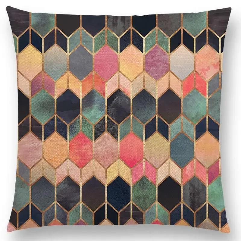 New Colorful Rocks Candy Gems Stained Glass Abstract Blocks Geometric Art Prints Cushion Cover Car Sofa Throw Pillow Case