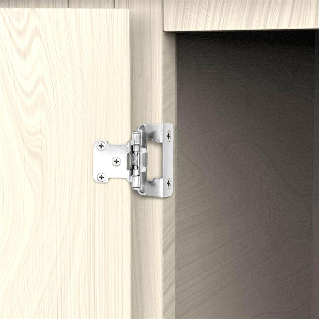 Pack of 2 Antique Steel Cabinet Hinges for Kitchen Door Partial Wrap Closing 1/2Inch Overlays Half Hide Designs