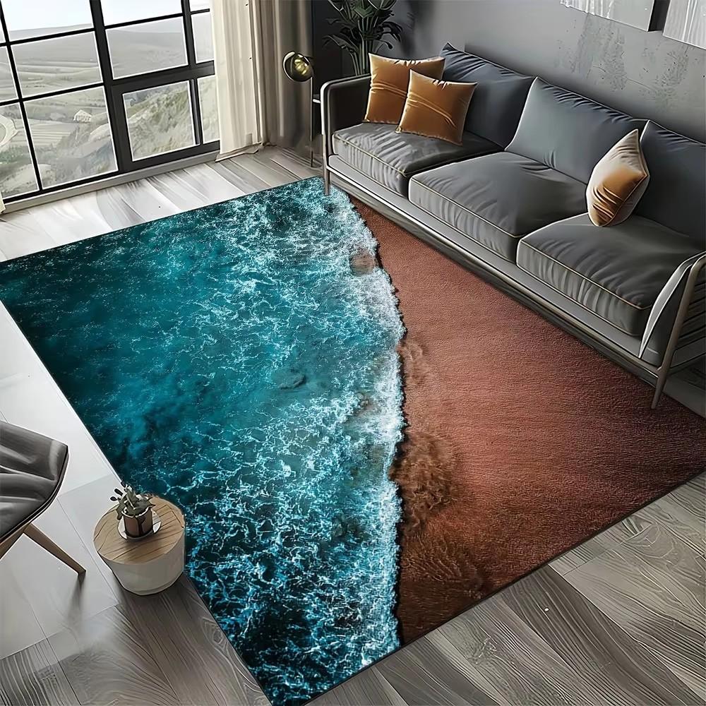 Coastal Beach Sea Style Mat Carpets for Living Room Children's Bedroom Living Room Anti Slip Crawling Rug Living Room Decoration