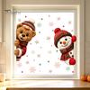 Seasonal Store Window Displays 2Pcs Christmas Clings, Cute Bear Snowman Static Decals, 16" X Clings 12" Removable Festive Stickers for Glass