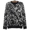 Versace Men's Jacquard Knit Wool Sweater, Black and White, Size 46, A84889 tops 46 Black WhiteUsed