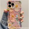 Floral Oil Paint Iphone 14 Pro Silicone Protector With Blue Light For Home Use