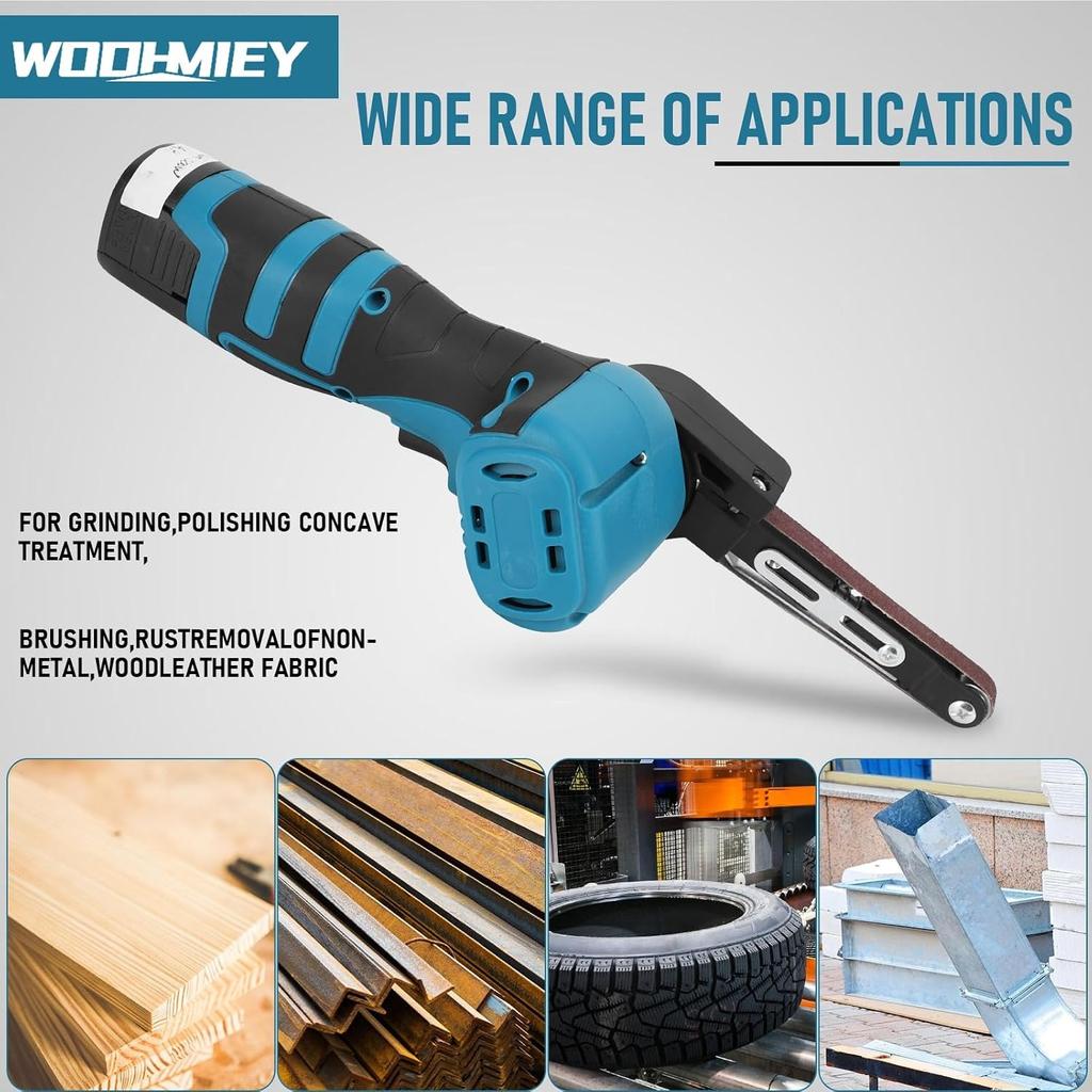 Cordless Belt Sander, 16.8V Lithium Battery, 7000RPM, 15 Sanding Belts(80-1000 Grits), Powerful Motor for Wood, Metal,Curved Surfaces,Long-Lasting