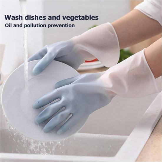 3 Pairs Rubber Cleaning Gloves, Reusable Dishwashing Gloves for Kitchen Household Washing Dishes Tool, Non-Slip