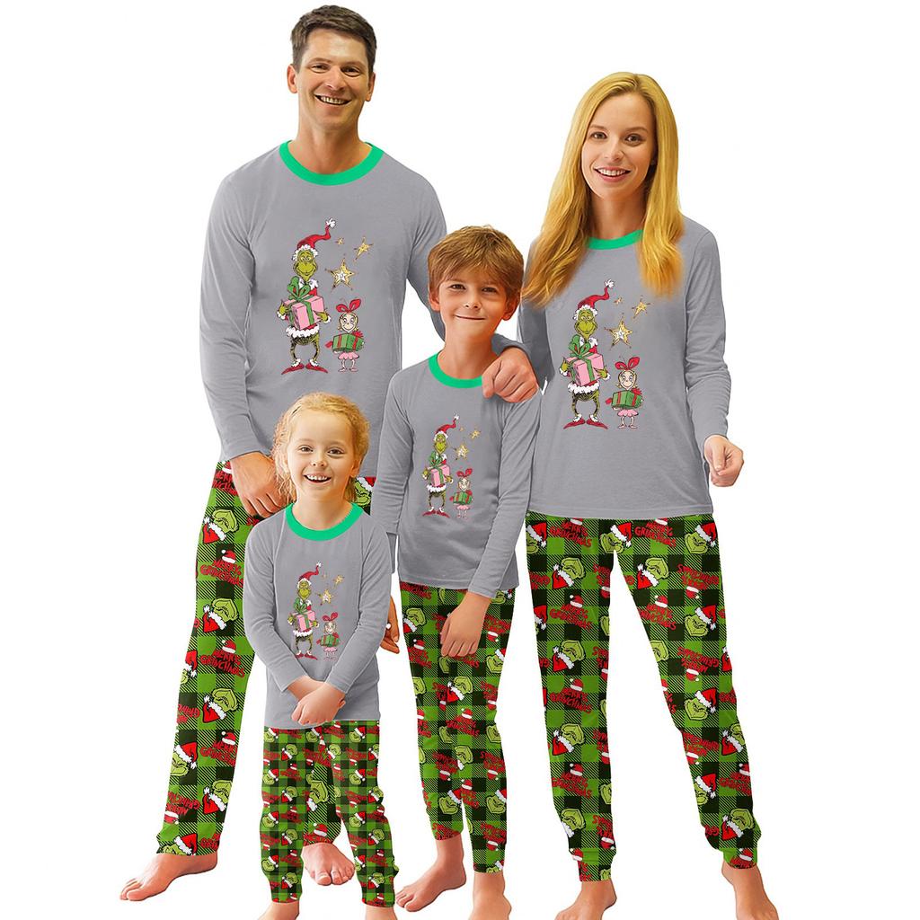 Christmas Day Prints Family Matching Long Sleeve Tops+Pants Set Family Matching Sets
