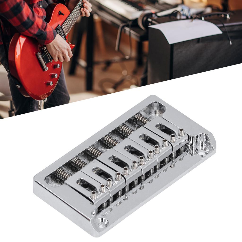 6 String Electric Guitar Bridge Kit Brass Through Body Non Tremolo Guitar Bridge with Wrench for St