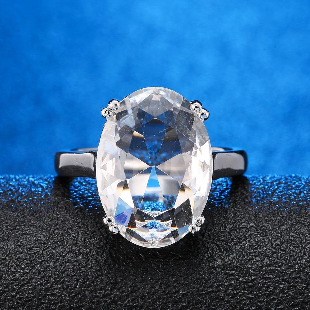 Blue Topaz Oval Cut Engagement Ring for Women Stylish Wedding Proposal Jewelry Gift