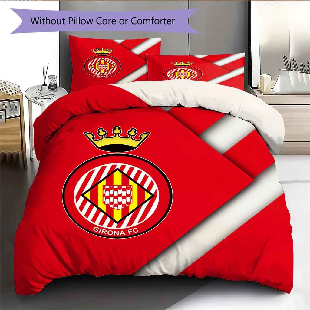 Girona FC Football Club  Pattern Bedding Quilt Set  Home Decoration  Gift (1 * duvet cover + 2 * pillowcase  without core)