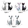 2pcs Modern Cat Statue Wooden Miniatures Figurine Desktop Ornament Animal Sculpture  Car