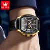 OLEVS Brand Watch Men's Business Quartz Watch Multi Functional Leather Strap 3661