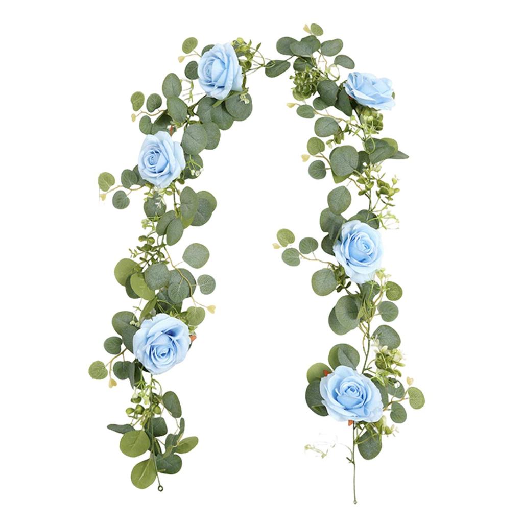 Artificial Eucalyptus Flower Garland Wedding Decoration for Room Window Wall Blue