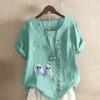 Women's Fashion Ghost Prined Short Sleeve T-shirt Loose Cotton Shirt Casual Loose Summer Blouse Tops