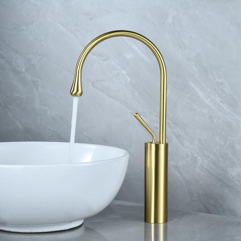 Tuqiu Brushed Gold Basin Faucet  Bathroom Faucet Hot Cold Brass Sink Faucet Brass Faucet  Kitchen Faucet Swivel Sink Water Crane