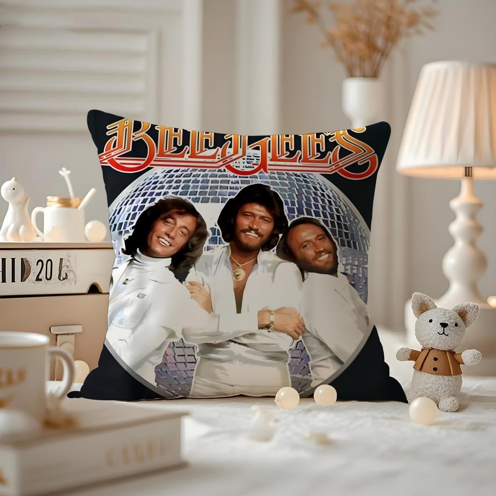 Bee Gees Cushion Cover Anti-dustmite Pillowcase Invisible Zipper Silky Short Plush Sofa Cushion Cover