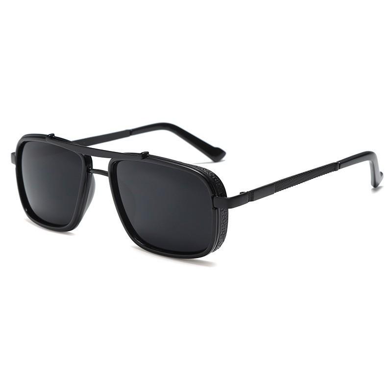 New Fashion TAC Polarized Sunglasses Retro Thick Edge Box Double Beam Punk Men's Metal Anti UV Glasses UV400 Shades Eyewear