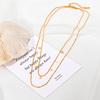 New European and American sweater chain with double-layer round beads high-end design gold necklace