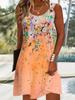 European & American Cross-Border Fashion: 2025 Spring/Summer New Round Neck Slim Fit Printed Dress for Women