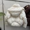 Womens Short Puffer Coat Winter Warm Hooded Cotton Jacket Solid Color Loose Fit Commute Style