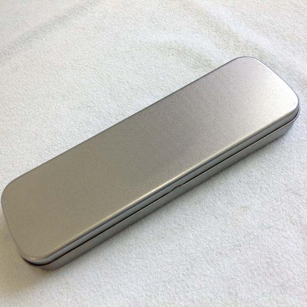 

Metal Pen Box Tinplate Box Versatile Metal Pencil Stationery Students Spacious Heavy Duty Pen Box Rectangular Fountain Pen Case серебряный