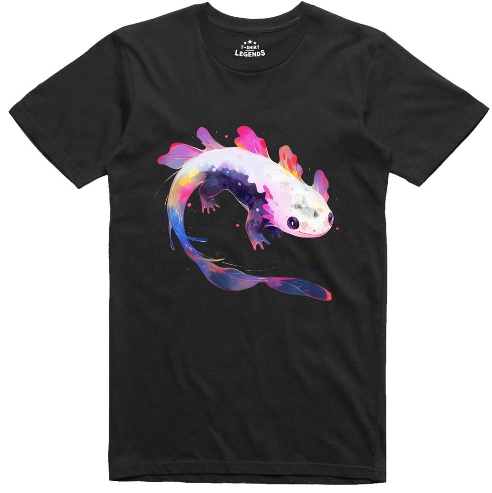 T Shirt Unisexs Colurful Axolotl Nature Regular Fit Top S