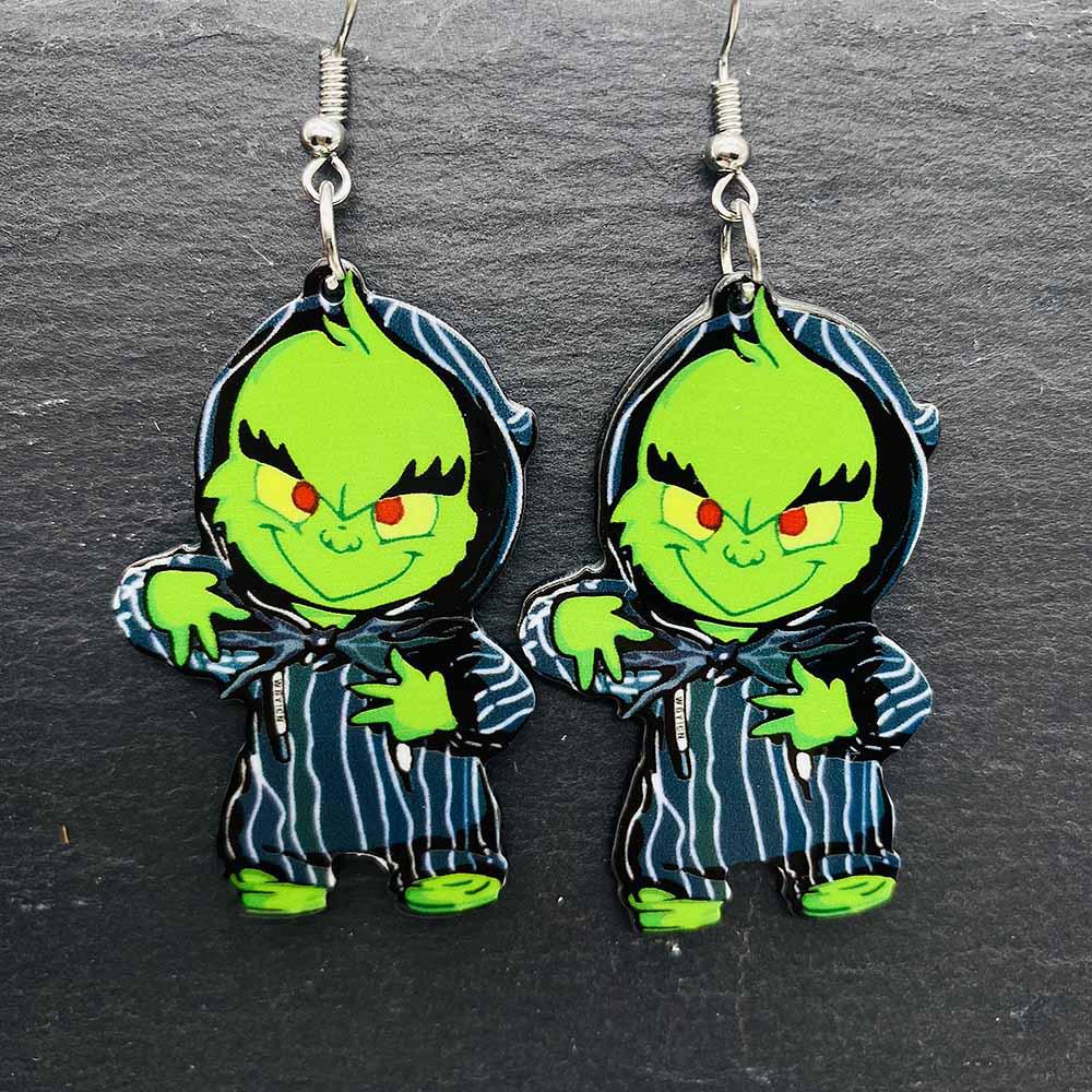 European & American Halloween Earrings: The Nightmare Before Christmas Skeleton Acrylic Drop
