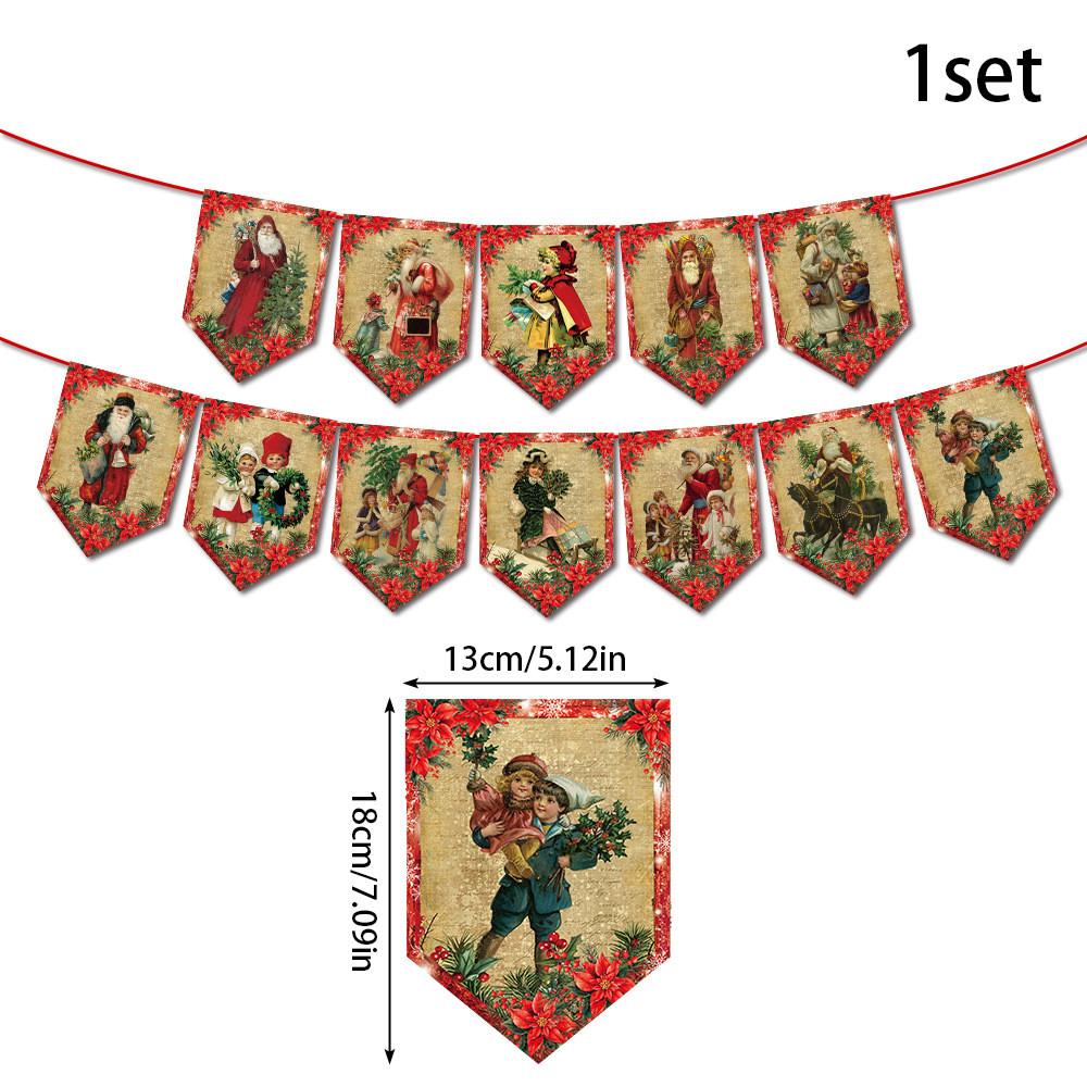 

Праздничная сцена Рождественская обстановка Винтажный флаг для праздничного торжества