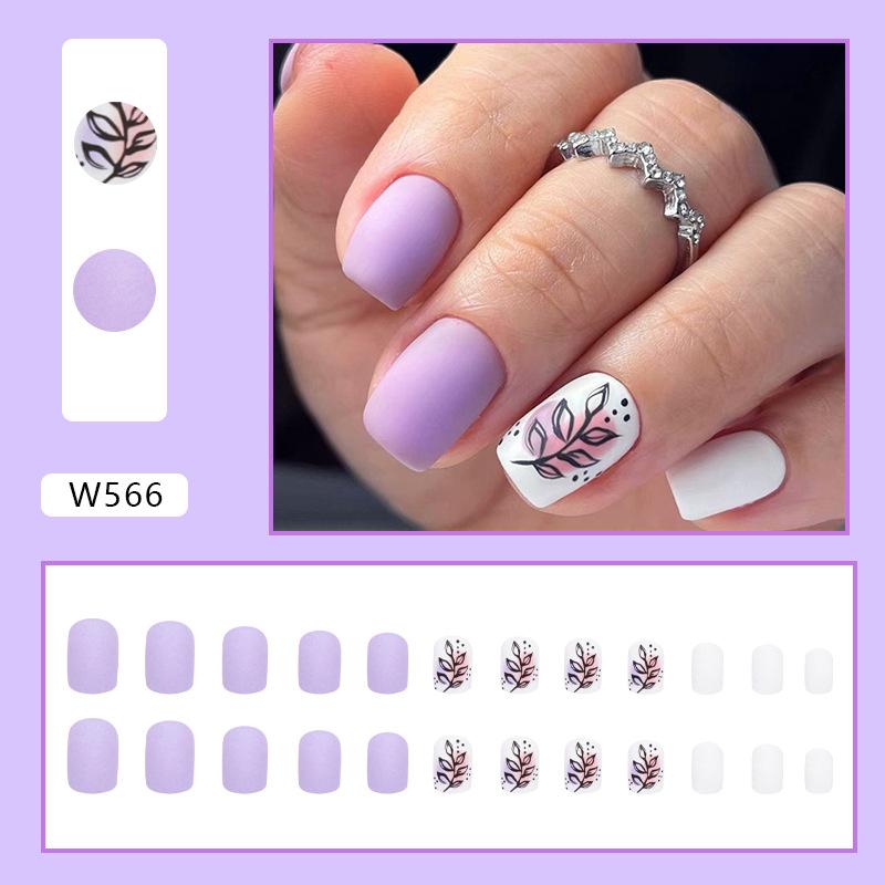 Summer Colorful Fresh And Cute Flowers European And American Fake Nails Solid Color Matte Nail Art Pieces Fashion Wear Nail